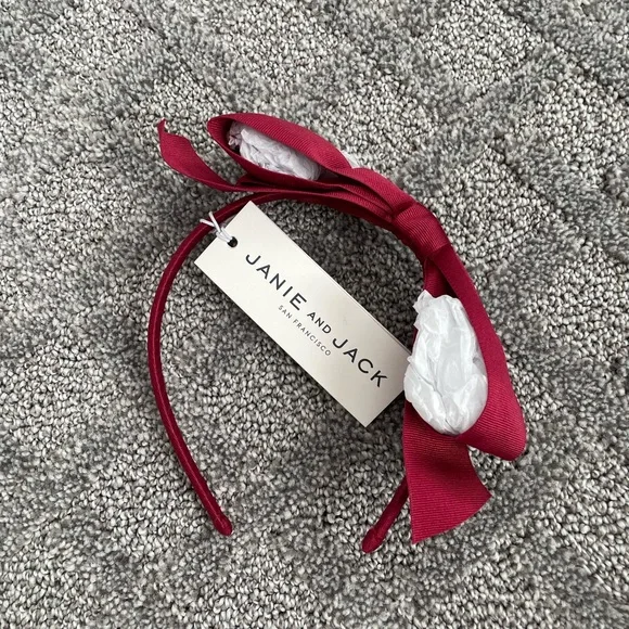 NWT Janie and Jack Burgundy Bow Headband - Picture 1 of 3